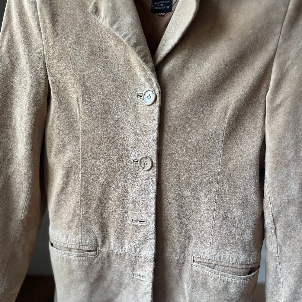 Dennis Basso Vintage Tan Suede Coat Ethically Made in USA Y2K Tailored Fit XS - Picture 5 of 16